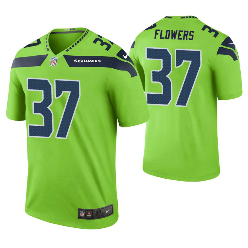Seattle Seahawks #37 Tre Flowers Green Color Rush Legend Jersey Seattle Seahawks #37 Tre Flowers Green Color Rush Legend Jersey