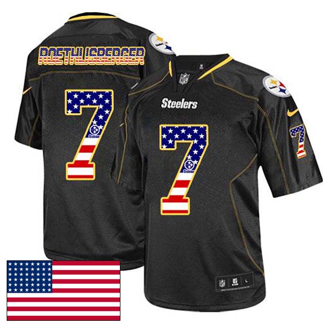 Pittsburgh Steelers #7 Ben Roethlisberger Black USA Flag Fashion Jersey Pittsburgh Steelers #7 Ben Roethlisberger Black USA Flag Fashion Jersey