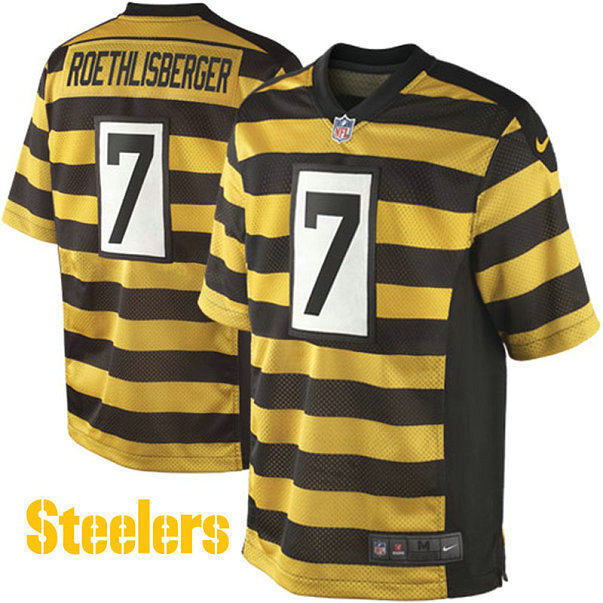 Pittsburgh Steelers #7 Ben Roethlisberger Black Gold Throwback Game Jersey Pittsburgh Steelers #7 Ben Roethlisberger Black Gold Throwback Game Jersey