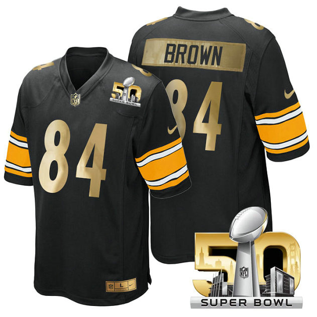 Pittsburgh Steelers #84 Antonio Brown Black Super Bowl 50 Limited Jersey (Pre-Order)