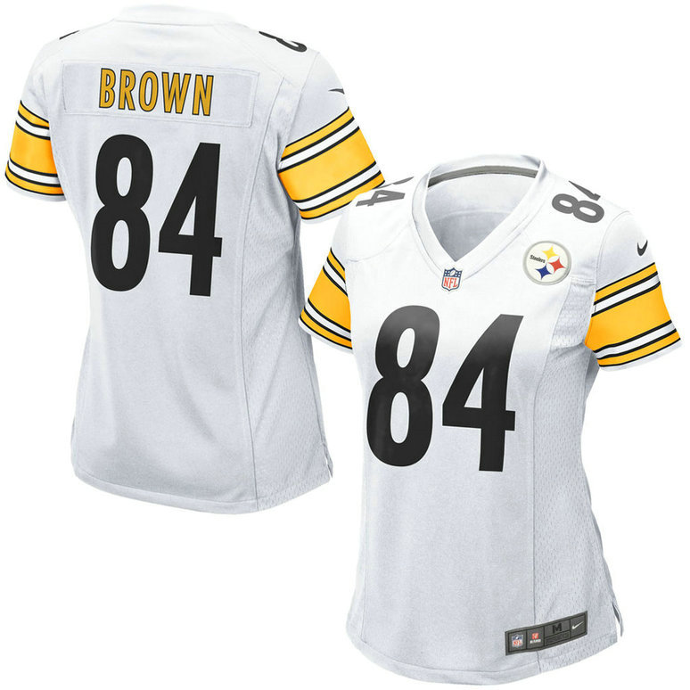 Women Pittsburgh Steelers #84 Antonio Brown White Game Jersey