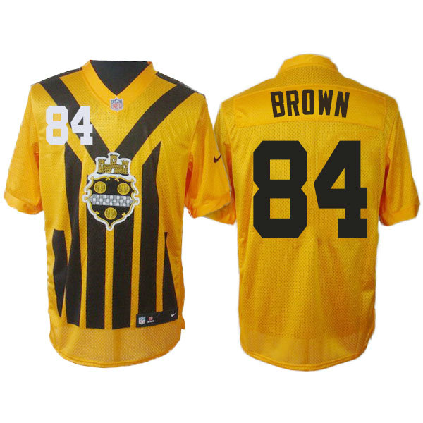 Pittsburgh Steelers #84 Antonio Brown 1993s ThrowBack Elite Yellow Jersey