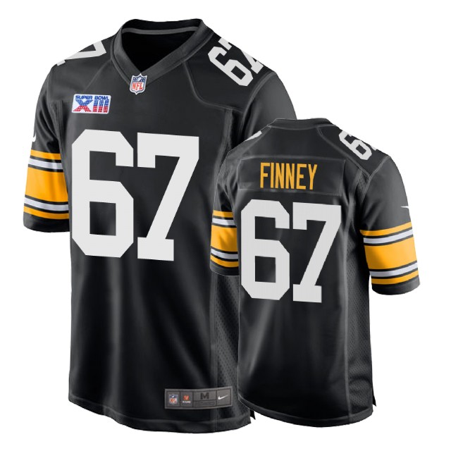 Pittsburgh Steelers #67 B. J. Finney 1978 Throwback Super Bowl XIII Black Jersey