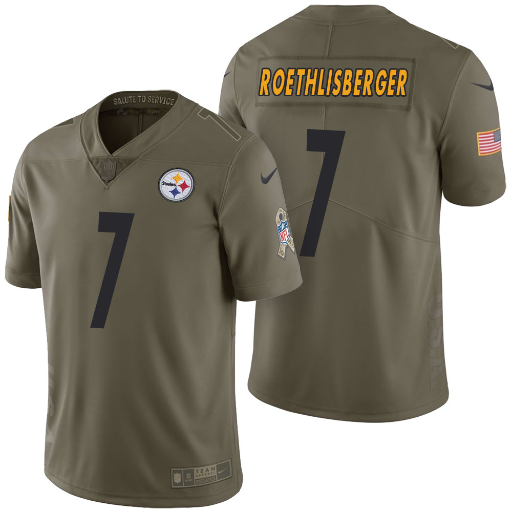 Pittsburgh Steelers #7 Ben Roethlisberger Olive 2017 Salute to Service Limited Jersey