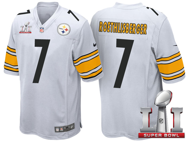 Pittsburgh Steelers #7 Ben Roethlisberger White 2017 Super Bowl LI Patch Game Jersey Pittsburgh Steelers #7 Ben Roethlisberger White 2017 Super Bowl LI Patch Game Jersey