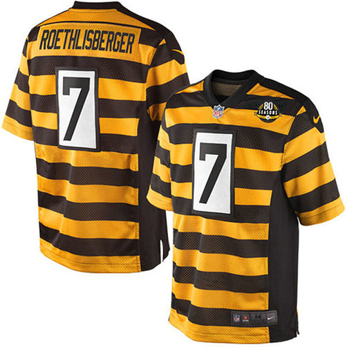 Pittsburgh Steelers #7 Ben Roethlisberger Yellow/Black Alternate 80TH Anniversary Jersey Pittsburgh Steelers #7 Ben Roethlisberger Yellow/Black Alternate 80TH Anniversary Jersey