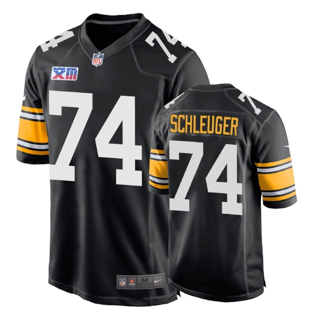 Pittsburgh Steelers #74 Chris Schleuger 1978 Throwback Super Bowl XIII Black Jersey Pittsburgh Steelers #74 Chris Schleuger 1978 Throwback Super Bowl XIII Black Jersey