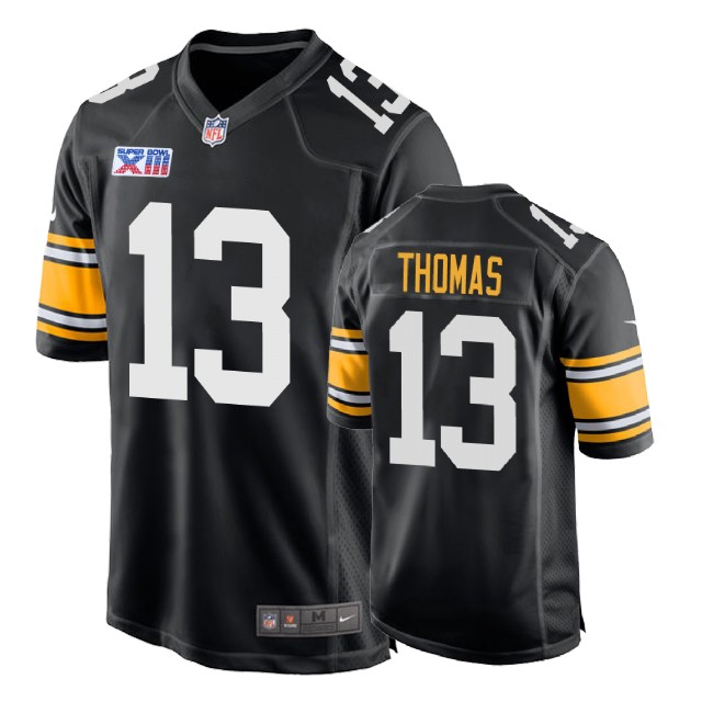Pittsburgh Steelers #13 Justin Thomas 1978 Throwback Super Bowl XIII Black Jersey Pittsburgh Steelers #13 Justin Thomas 1978 Throwback Super Bowl XIII Black Jersey