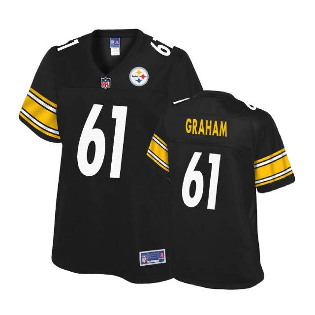 Women Pittsburgh Steelers #61 Larson Graham Balck Player Pro Line Jersey