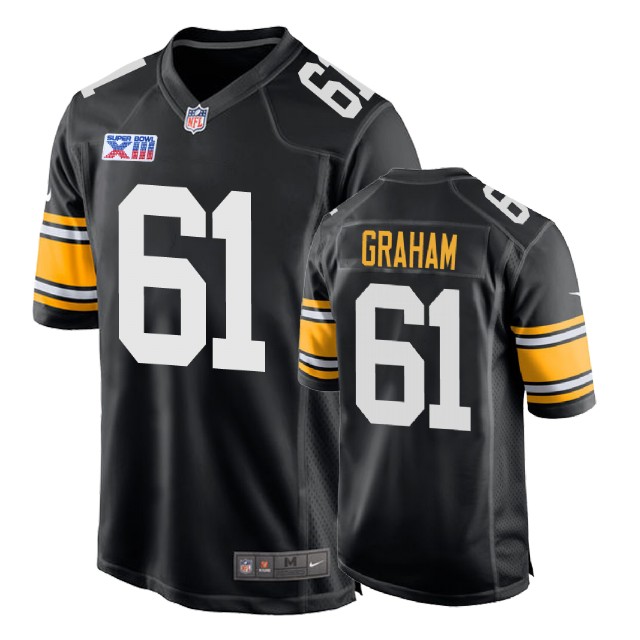 Pittsburgh Steelers #61 Larson Graham 1978 Throwback Super Bowl XIII Black Jersey Pittsburgh Steelers #61 Larson Graham 1978 Throwback Super Bowl XIII Black Jersey