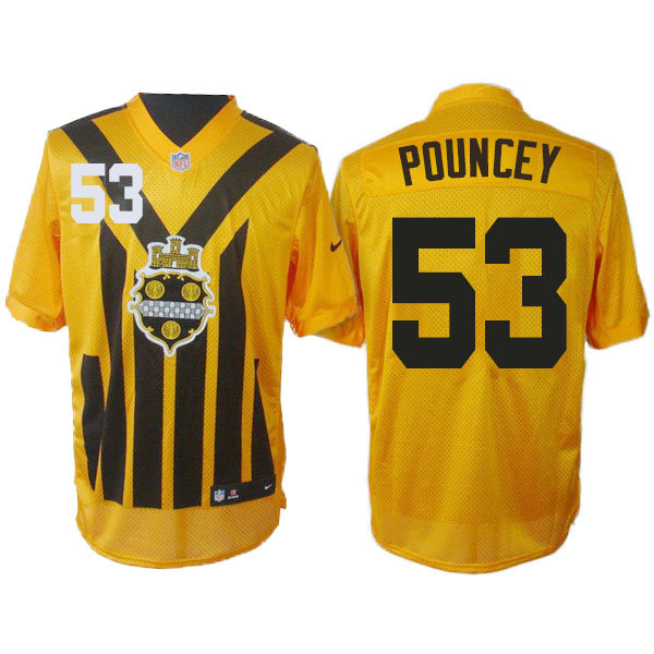 Pittsburgh Steelers #53 Maurkice Pouncey 1993s ThrowBack Elite Yellow Jersey Pittsburgh Steelers #53 Maurkice Pouncey 1993s ThrowBack Elite Yellow Jersey
