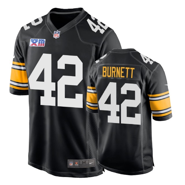 Pittsburgh Steelers #42 Morgan Burnett 1978 Throwback Super Bowl XIII Black Jersey