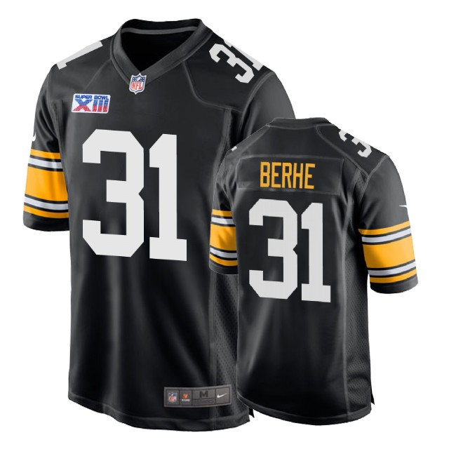 Pittsburgh Steelers #31 Nat Berhe 1978 Throwback Super Bowl XIII Black Jersey