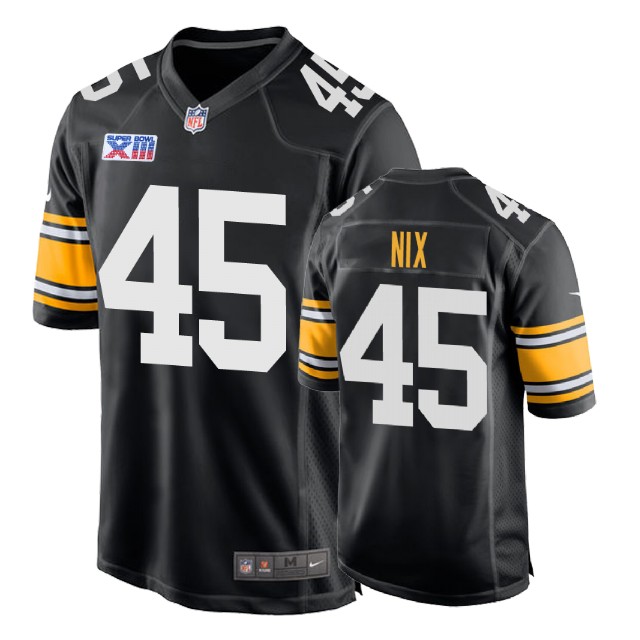Pittsburgh Steelers #45 Roosevelt Nix 1978 Throwback Super Bowl XIII Black Jersey