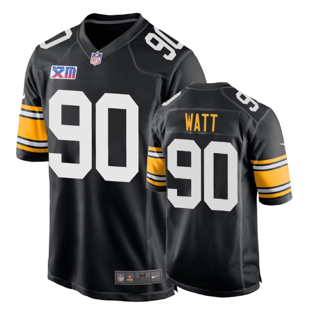 Pittsburgh Steelers #90 T. J. Watt 1978 Throwback Super Bowl XIII Black Jersey Pittsburgh Steelers #90 T. J. Watt 1978 Throwback Super Bowl XIII Black Jersey