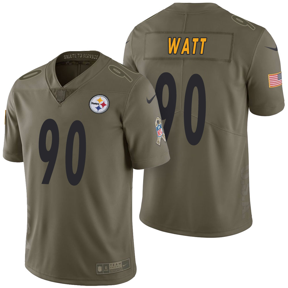 Pittsburgh Steelers #90 T.J. Watt Olive 2017 Salute to Service Limited Jersey