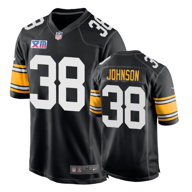 Pittsburgh Steelers #38 Trey Johnson 1978 Throwback Super Bowl XIII Black Jersey Pittsburgh Steelers #38 Trey Johnson 1978 Throwback Super Bowl XIII Black Jersey