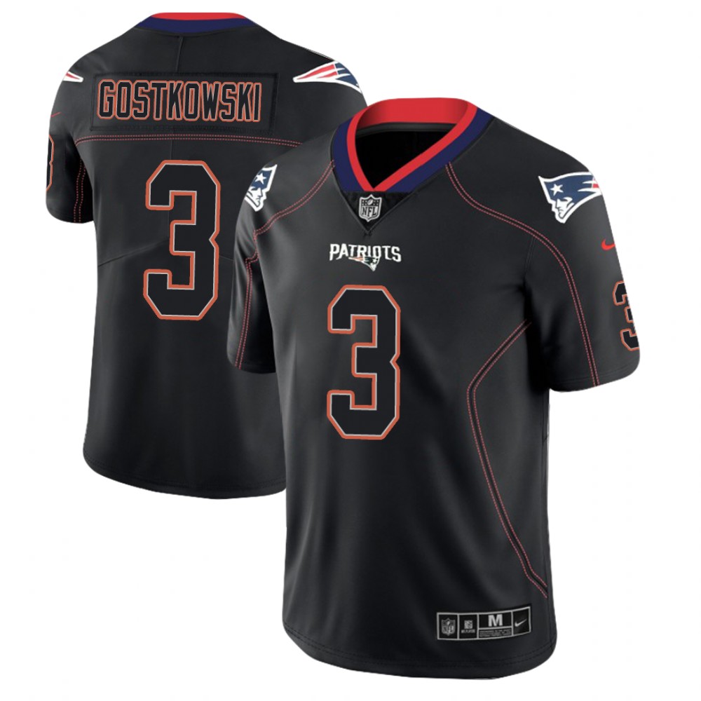 New England Patriots #3 Stephen Gostkowski 2018 Lights Out Color Rush Limited Black Jersey