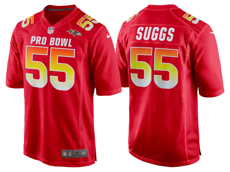 2018 Pro Bowl AFC Baltimore Ravens #55 Terrell Suggs Red Game Jersey