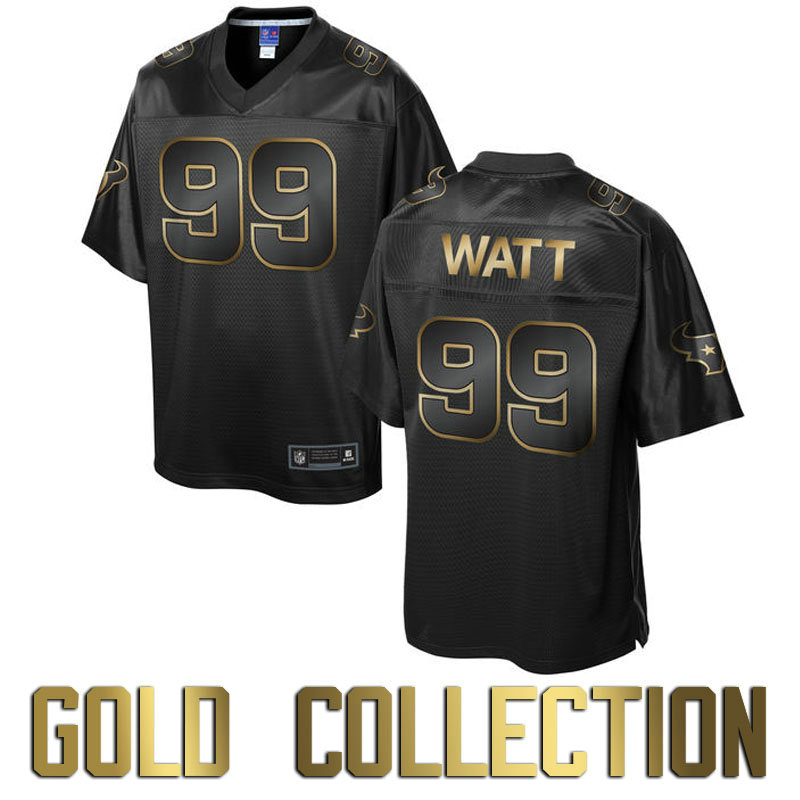Houston Texans #99 J.J. Watt Super Bowl 50 Black Gold Collection Jersey