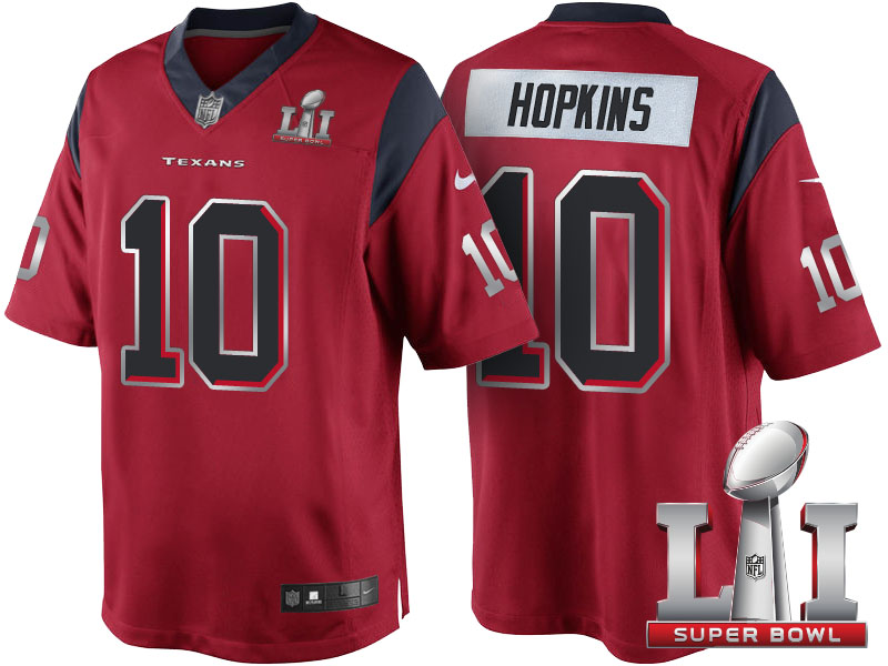 Houston Texans #10 DeAndre Hopkins Red Super Bowl LI Silver Jersey Houston Texans #10 DeAndre Hopkins Red Super Bowl LI Silver Jersey