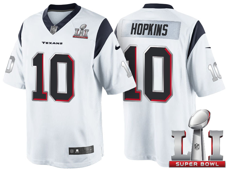 Houston Texans #10 DeAndre Hopkins White Super Bowl LI Silver Jersey Houston Texans #10 DeAndre Hopkins White Super Bowl LI Silver Jersey