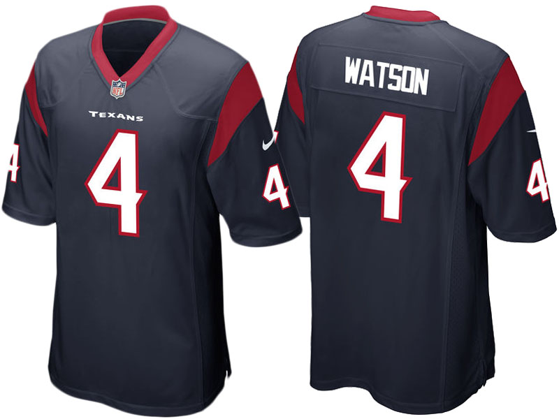 Houston Texans #4 Deshaun Watson Navy 2017 Draft Pick Game Jersey