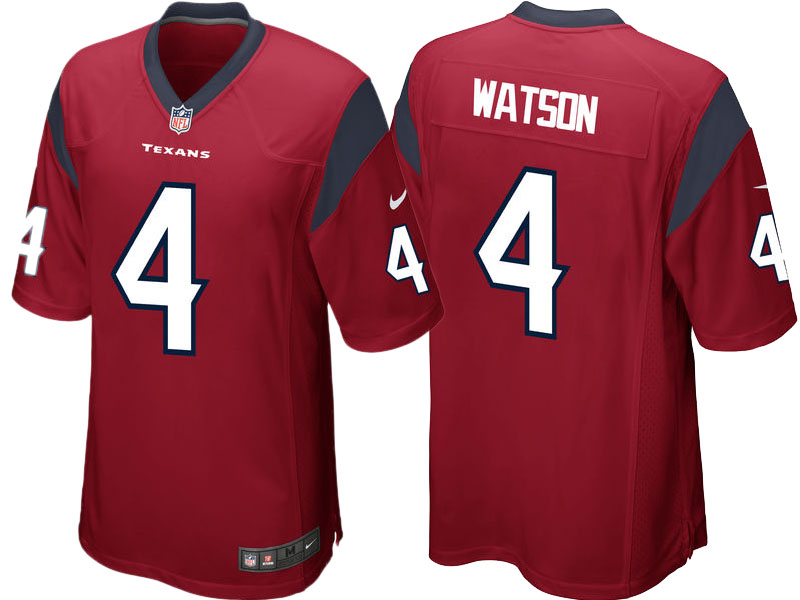Houston Texans #4 Deshaun Watson Red 2017 Draft Pick Game Jersey