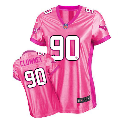 Women Houston Texans #90 Jadeveon Clowney Pink New Be Luvd Jersey
