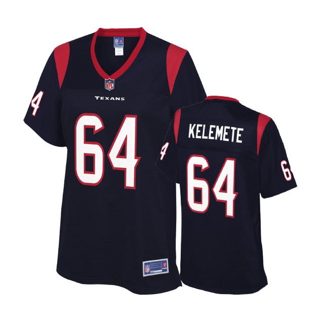 Women Houston Texans #64 Senio Kelemete Navy Team Color Jersey