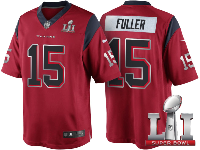 Houston Texans #15 Will Fuller Red Super Bowl LI Silver Jersey Houston Texans #15 Will Fuller Red Super Bowl LI Silver Jersey