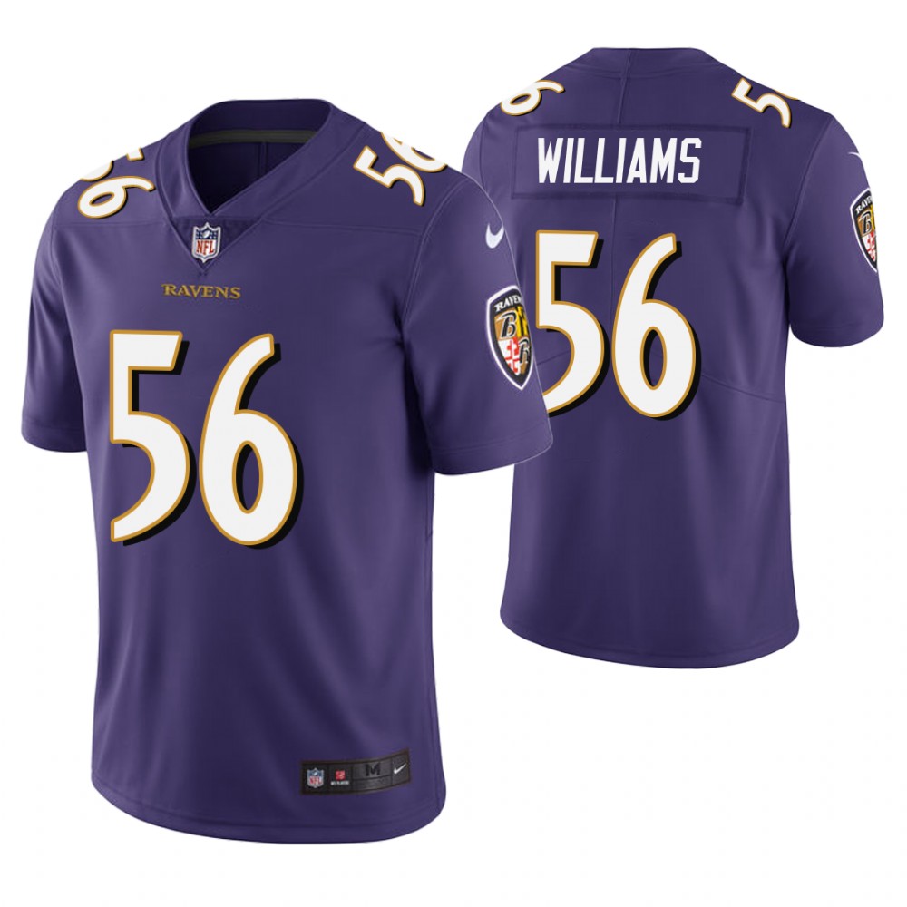 Baltimore Ravens #56 Tim Williams Purple Vapor Untouchable Limited Jersey