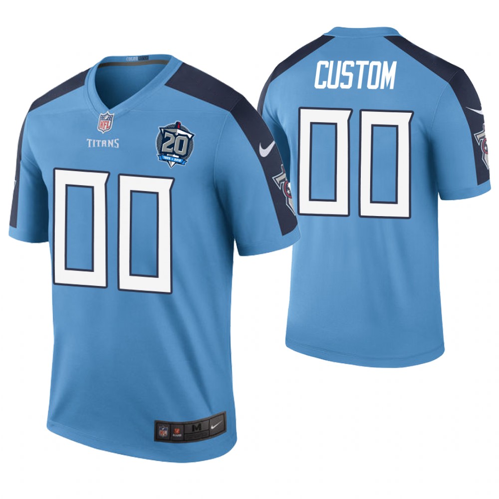 Tennessee Titans Light Blue 20th Anniversary Color Rush Legend Customized Jersey