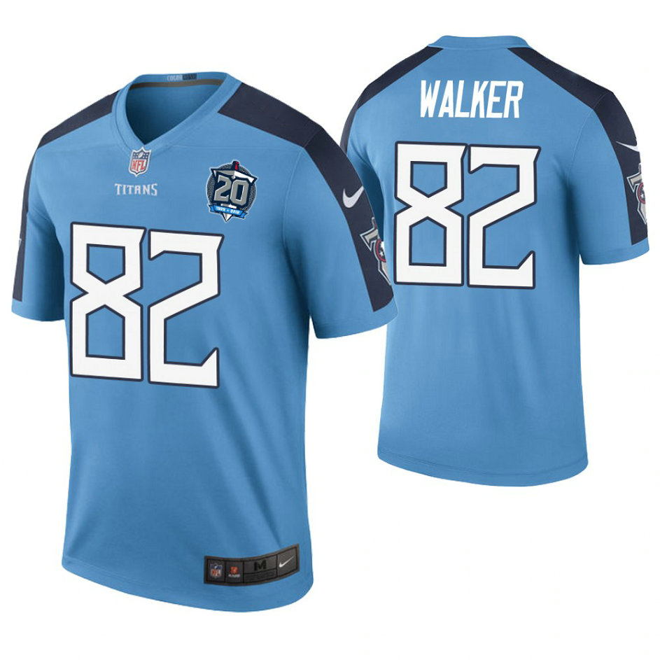 Tennessee Titans #82 Delanie Walker Light Blue 20th Anniversary Color Rush Legend Jersey