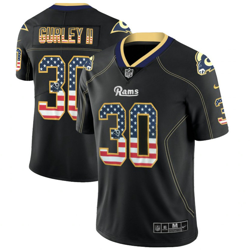 Los Angeles Rams #30 Todd Gurley II Black 2018 USA Flag Fashion Color Rush Limited Jersey