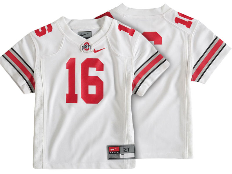 Toddler Ohio State Buckeyes #16 White Replica College Football Jersey