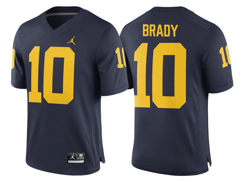Tom Brady #10 Michigan Wolverines Navy College Football Jersey