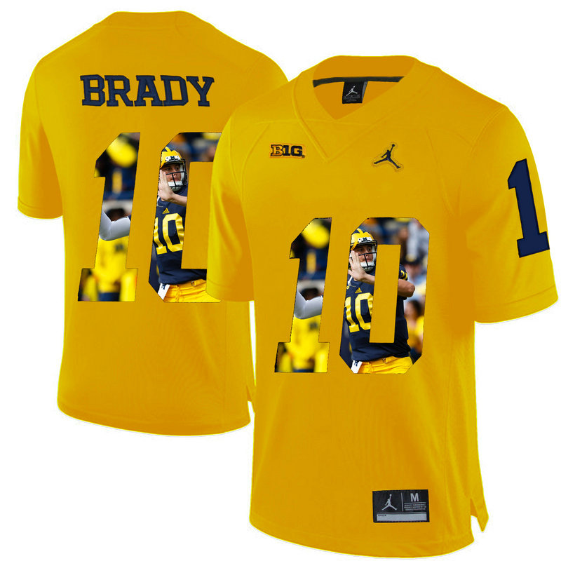Tom Brady #10 Michigan Wolverines Yellow College Football Jersey