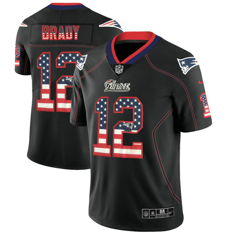 New England Patriots #12 Tom Brady Black 2018 USA Flag Fashion Color Rush Limited Jersey New England Patriots #12 Tom Brady Black 2018 USA Flag Fashion Color Rush Limited Jersey