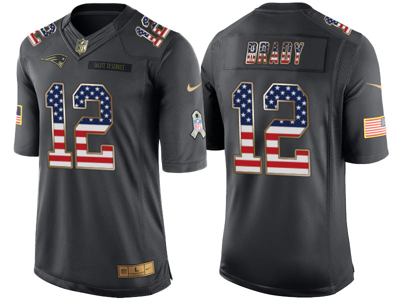 New England Patriots #12 Tom Brady Anthracite Salute to Service USA Flag Fashion Jersey New England Patriots #12 Tom Brady Anthracite Salute to Service USA Flag Fashion Jersey