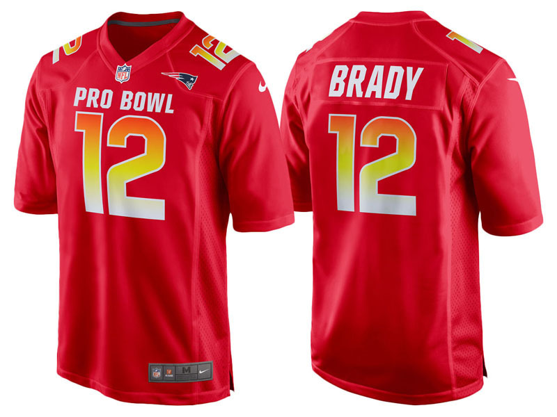 2018 Pro Bowl AFC New England Patriots #12 Tom Brady Red Game Jersey 2018 Pro Bowl AFC New England Patriots #12 Tom Brady Red Game Jersey