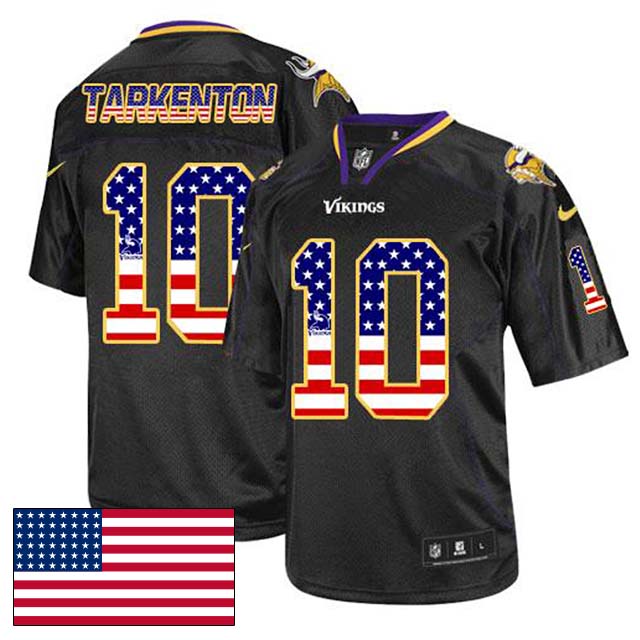 Minnesota Vikings #10 Fran Tarkenton Black USA Flag Fashion Jersey Minnesota Vikings #10 Fran Tarkenton Black USA Flag Fashion Jersey