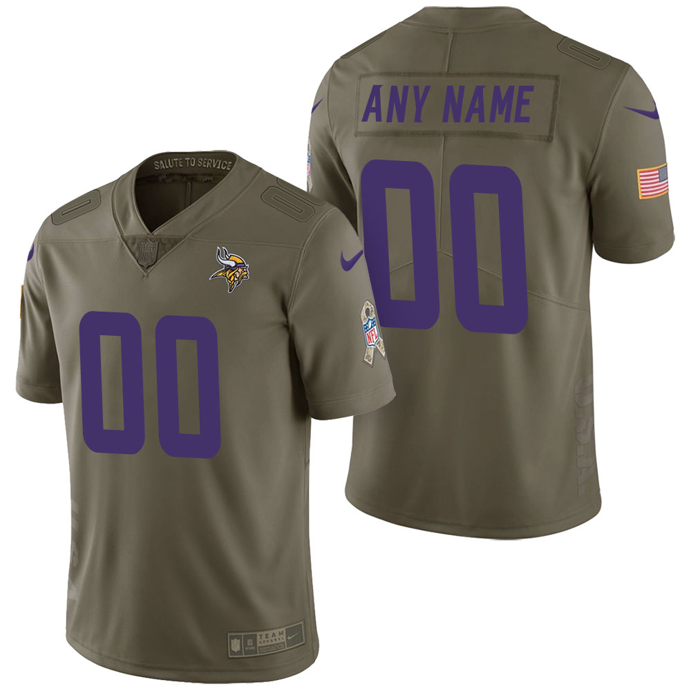Minnesota Vikings Olive 2017 Salute to Service Limited Customized Jersey Minnesota Vikings Olive 2017 Salute to Service Limited Customized Jersey
