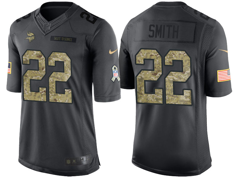 Minnesota Vikings #22 Harrison Smith Anthracite Camo 2016 Salute to Service Limited Veterans Day Jersey