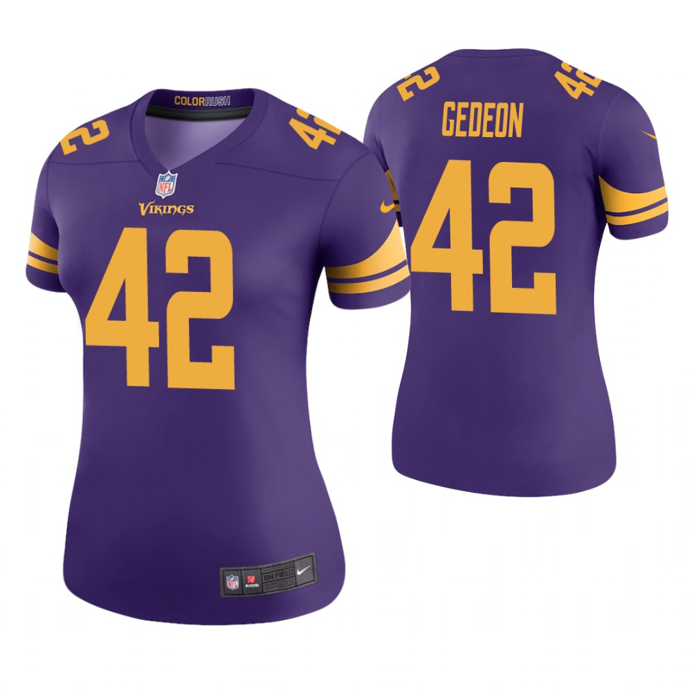 Women Minnesota Vikings #42 Ben Gedeon Purple Color Rush Legend Jersey Women Minnesota Vikings #42 Ben Gedeon Purple Color Rush Legend Jersey