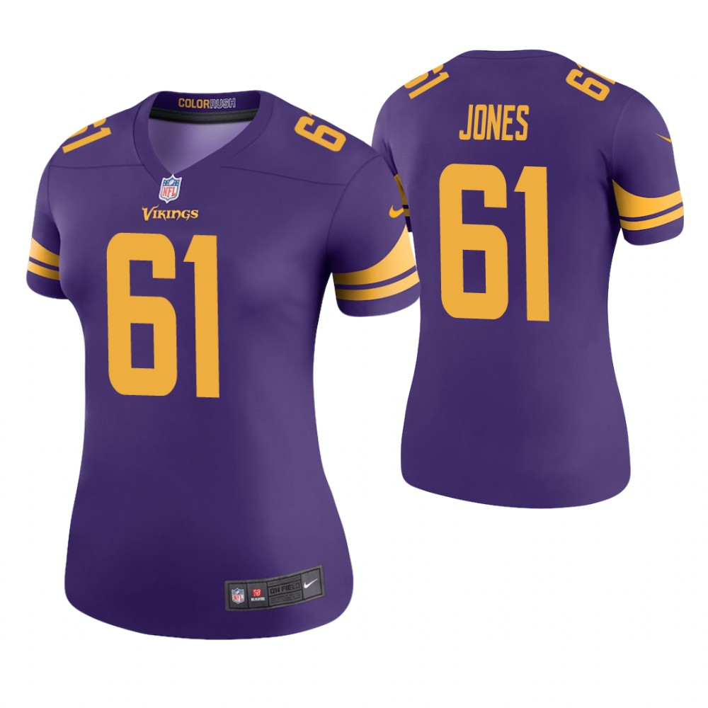 Women Minnesota Vikings #61 Brett Jones Purple Color Rush Legend Jersey Women Minnesota Vikings #61 Brett Jones Purple Color Rush Legend Jersey