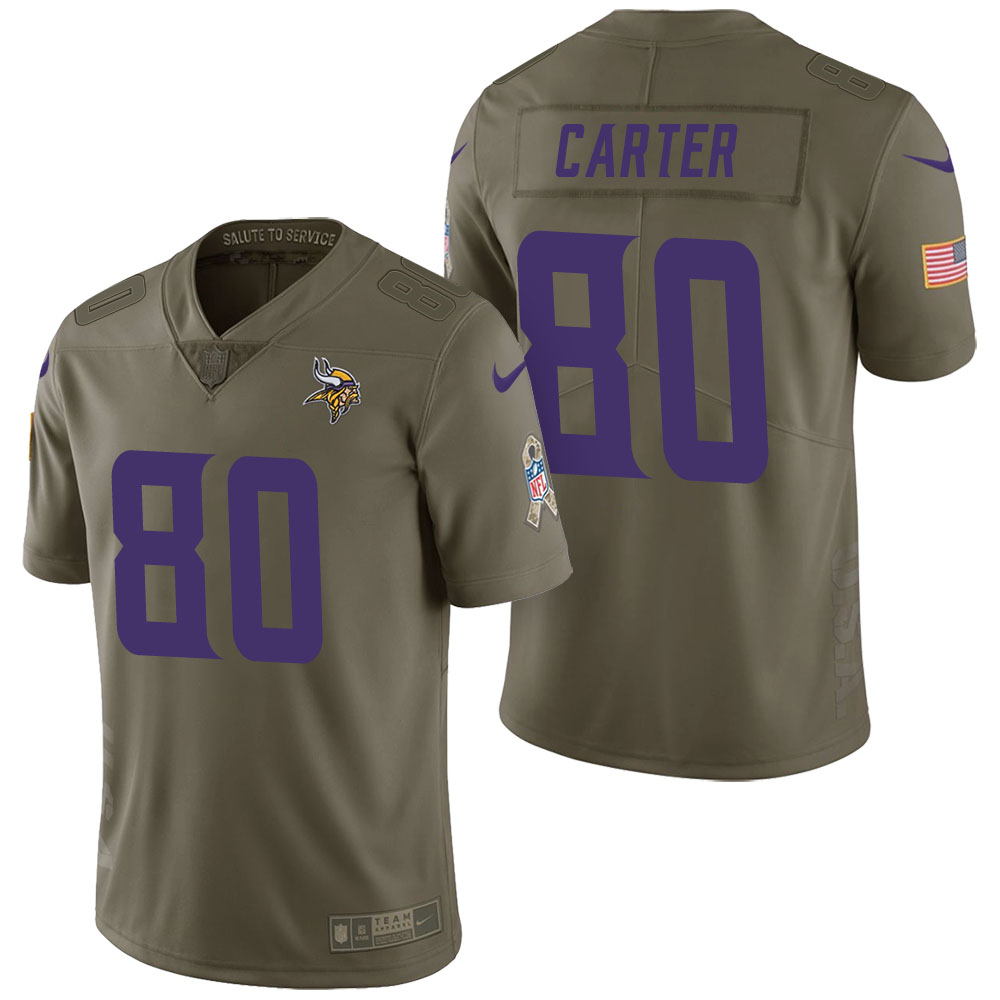 Minnesota Vikings #80 Cris Carter Olive 2017 Salute to Service Limited Jersey