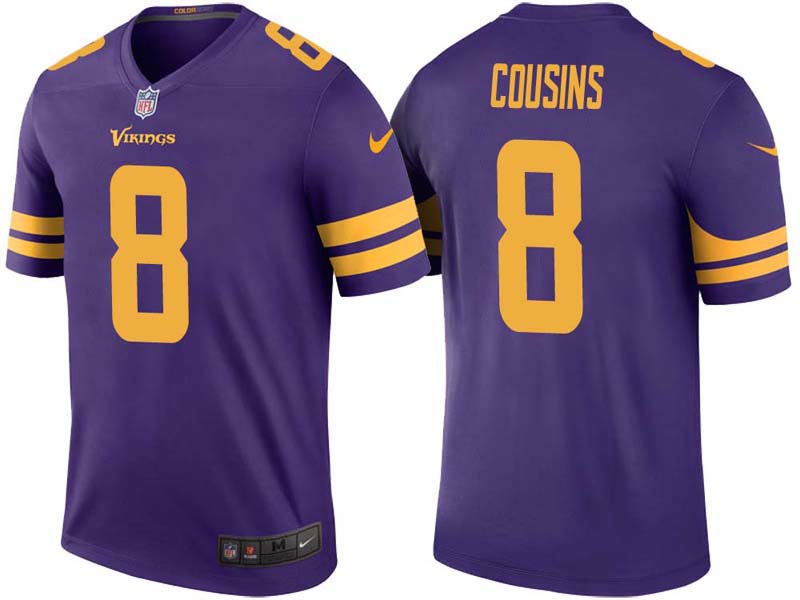 Minnesota Vikings #8 Kirk Cousins Purple Color Rush Legend Jersey