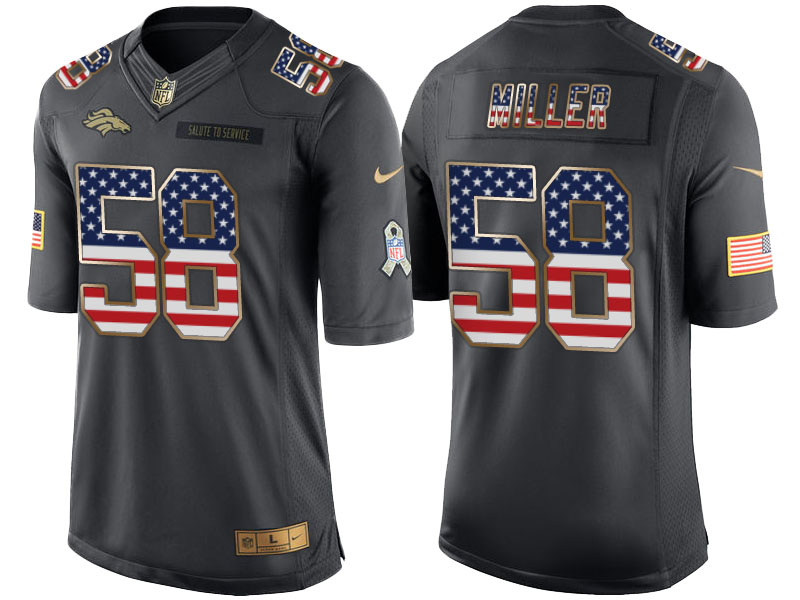 Denver Broncos #58 Von Miller Anthracite Salute to Service USA Flag Fashion Jersey