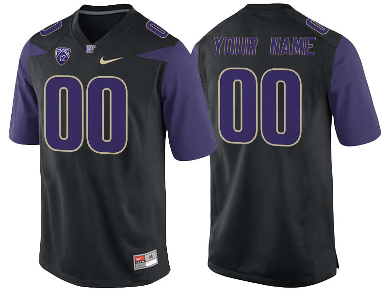 Washington Huskies Black Custom College Football Jersey